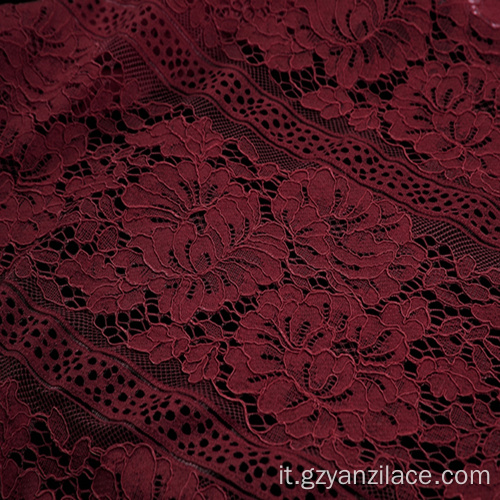 Pizzo Chantilly in cotone floreale rosso